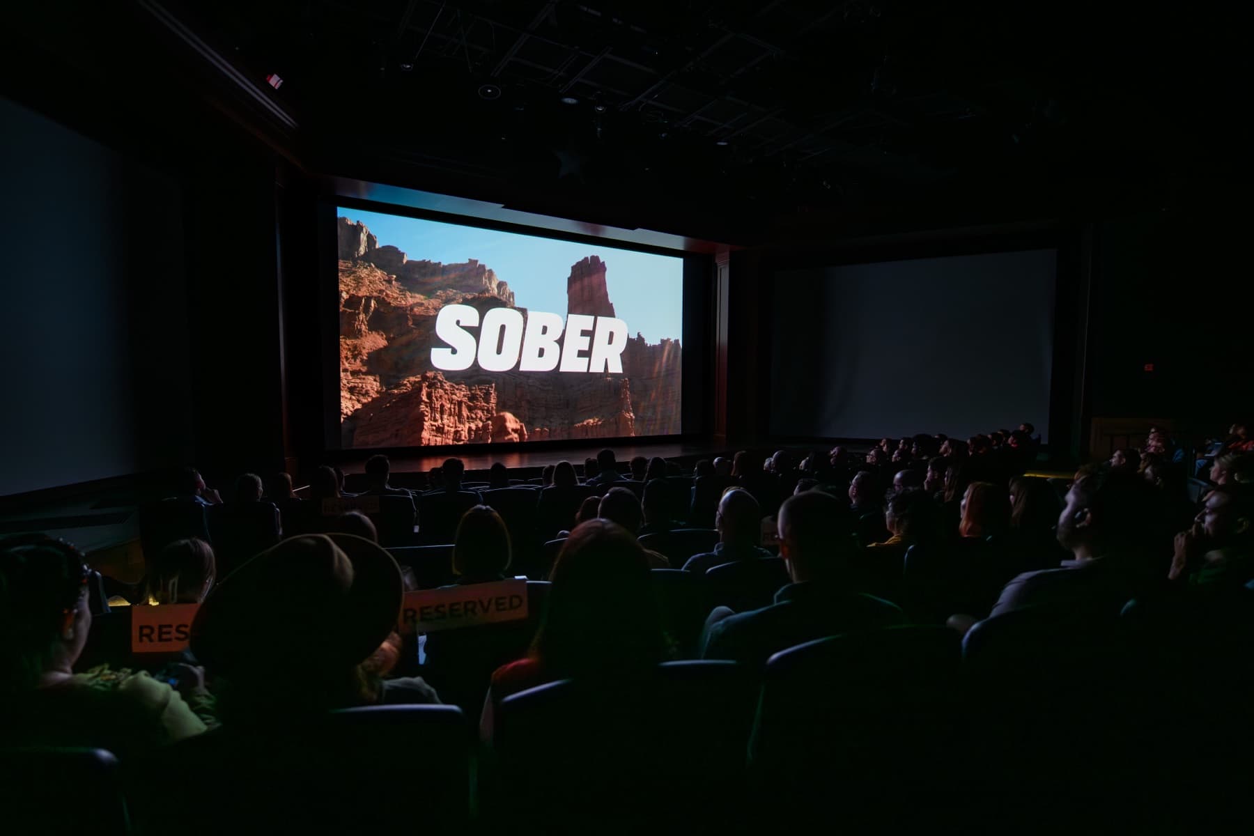 Audience watching SOBER at a screening